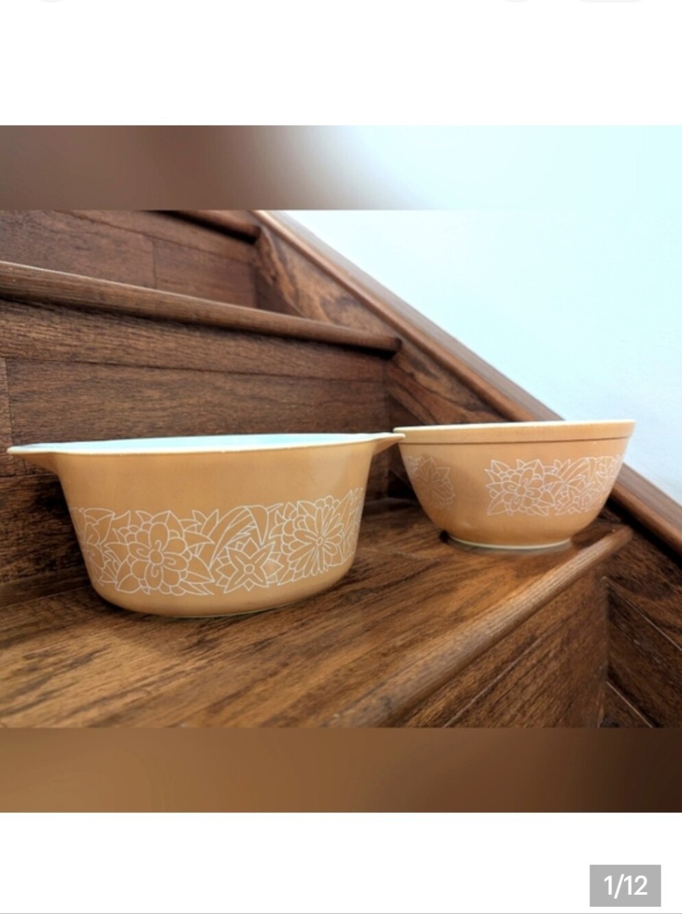 Vintage Pyrex - Woodland Brown Mixing Bowl 402 & Pyrex 474-B Casserole Dish
